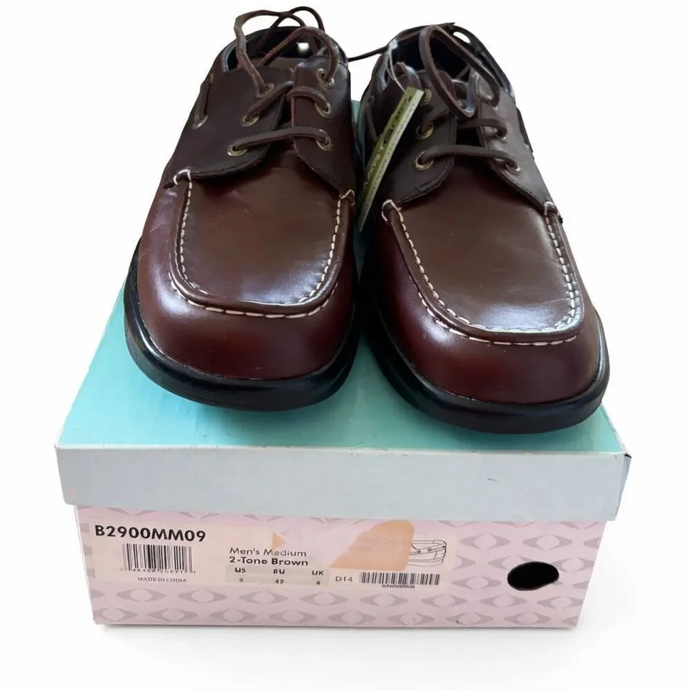 APEX B2900MM Size Men’s 9 Medium 2 Tone Brown Comfort Boat Shoes *New*
